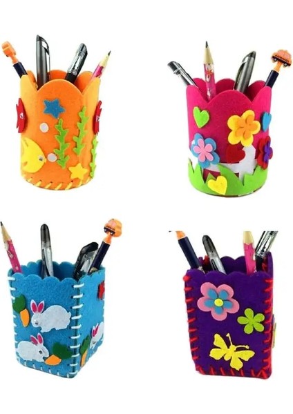 Kırmızı Stil Çocuklar Dıy Kalemlik Sevimli El Yapımı Zanaat Polyester Kumaş Bebek Oyuncakları Kalem Kırtasiye Tutucu Ofis Masası Organizatör Aksesuarları (Yurt Dışından)