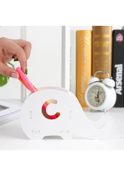 Pembe Tarzı 1 Adet Ahşap Plastik Sevimli Fil Telefon Rafı Işlevli Mobil Tepsi Masa Düzenleyici Çift Kullanımlı Kalemlik Ofis Kırtasiye (Yurt Dışından) indirimleri