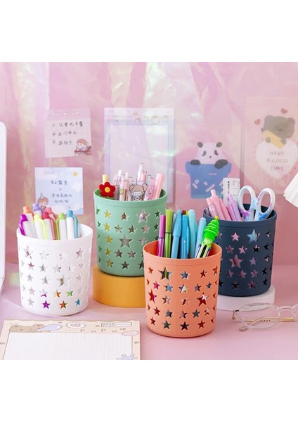Beyaz Stil Yaratıcı Boş Yıldız Kalem Kalemlik Tutacağı Fırça Saklama Kabı Masa Düzenleyici Plastik Kırtasiye Kalemlik Ofis Malzemeleri (Yurt Dışından) fırsatları