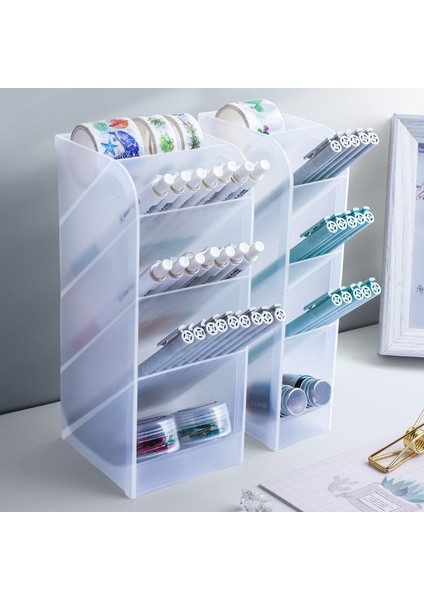 Buzlu Mavi Tarzı Yeni Masaüstü Organizatör Kalemlik Kalem Makyaj Fırçası Saklama Kutusu 4 Izgara Eğik Ekleme Depolama Organizatör Okul Kırtasiye (Yurt Dışından) modelleri