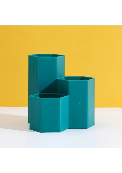 Yeşil 80G Tarzı Ev Ofis Altıgen Kalem Kalemlik Kalem Depolama Sevimli Kozmetik Makyaj Saklama Kutusu Masa Çekmece Organizatör Masa Aksesuarları (Yurt Dışından)