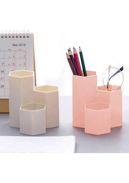 Yeşil 80G Tarzı Ev Ofis Altıgen Kalem Kalemlik Kalem Depolama Sevimli Kozmetik Makyaj Saklama Kutusu Masa Çekmece Organizatör Masa Aksesuarları (Yurt Dışından) fırsatları