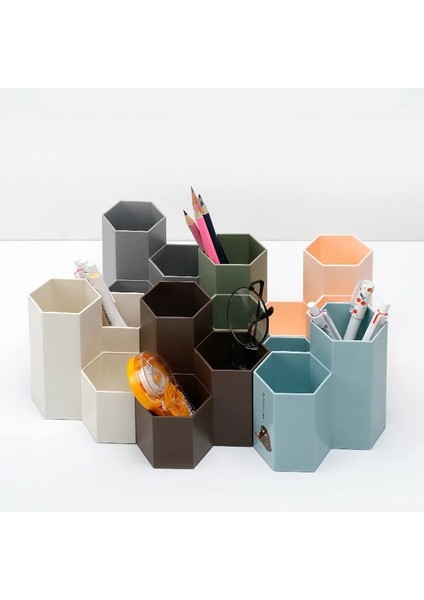 Yeşil 80G Tarzı Ev Ofis Altıgen Kalem Kalemlik Kalem Depolama Sevimli Kozmetik Makyaj Saklama Kutusu Masa Çekmece Organizatör Masa Aksesuarları (Yurt Dışından) indirimleri