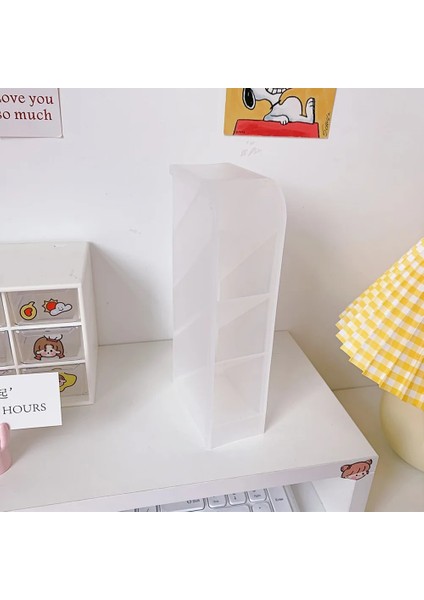 Küçük Açık Stil Yeni Masaüstü Organizatör Kalemlik Kalem Makyaj Fırçası Saklama Kutusu 4 Izgara Eğik Ekleme Depolama Organizatör Okul Kırtasiye (Yurt Dışından)