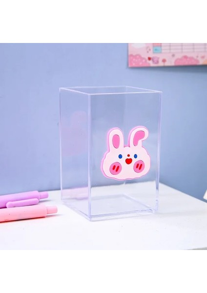Tavşan Tarzı Yeni Kawaii Akrilik Kalemlik Masaüstü Organizatör Sevimli Anmial Gökkuşağı Kalemlik Yaratıcı Şeffaf Masa Kalemlik (Yurt Dışından)