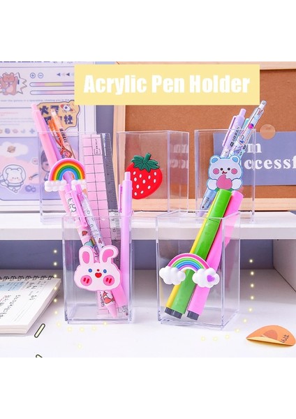 Tavşan Tarzı Yeni Kawaii Akrilik Kalemlik Masaüstü Organizatör Sevimli Anmial Gökkuşağı Kalemlik Yaratıcı Şeffaf Masa Kalemlik (Yurt Dışından) modelleri