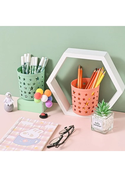 Açık Yeşil Tarzı Yaratıcı Boş Yıldız Kalem Kalemlik Tutacağı Fırça Saklama Kabı Masa Düzenleyici Plastik Kırtasiye Kalemlik Ofis Malzemeleri (Yurt Dışından) fırsatları