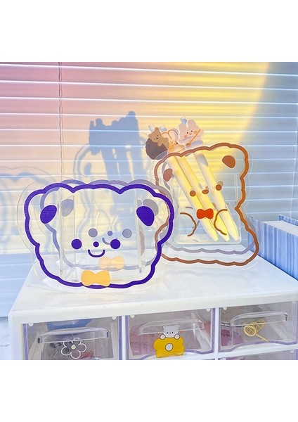 H04 Stili Sevimli Şeffaf Akrilik Kalemlik Masaüstü Organizatör Ins Yeni Ayı Tavşan Kalem Kutusu Ofis Kırtasiye Kozmetik Saklama Kutusu (Yurt Dışından) fiyatları