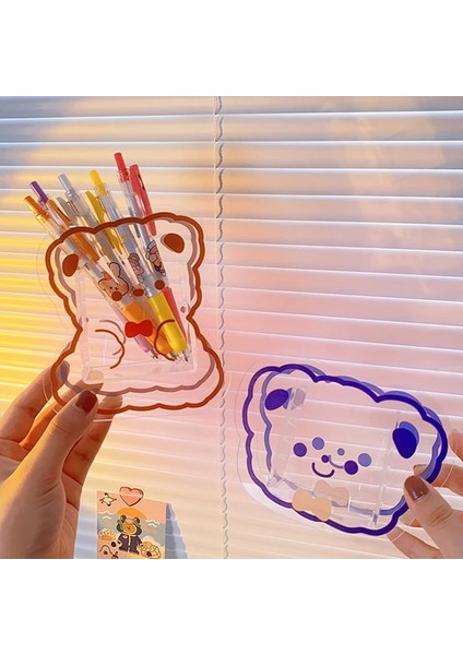 H04 Stili Sevimli Şeffaf Akrilik Kalemlik Masaüstü Organizatör Ins Yeni Ayı Tavşan Kalem Kutusu Ofis Kırtasiye Kozmetik Saklama Kutusu (Yurt Dışından) modelleri