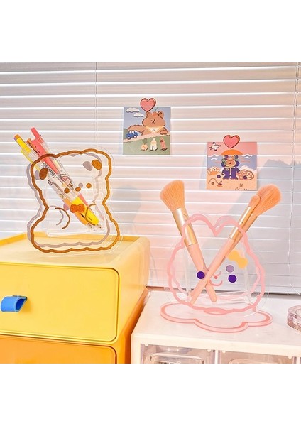 H04 Stili Sevimli Şeffaf Akrilik Kalemlik Masaüstü Organizatör Ins Yeni Ayı Tavşan Kalem Kutusu Ofis Kırtasiye Kozmetik Saklama Kutusu (Yurt Dışından) indirimleri