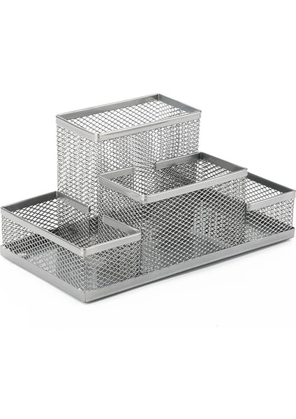 Gümüş Tarzı Moda Çok Fonksiyonlu Ofis Kırtasiye Masa Organizatör Örgü Koleksiyonu Kalemlik Organizatör Kutusu Doğum Günü Hediyesi Için (Yurt Dışından)