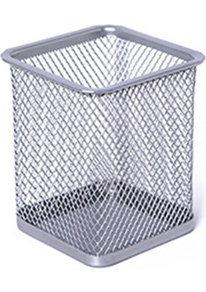 Gümüş Kare Stili Masaüstü Ofis Örgü Metal Kalemlik Kalem Kalem Fırça Pot Tutucu Saklama Kabı Ofis Masası Düzenleyici Ofis Düzenleyici Yeni (Yurt Dışından)