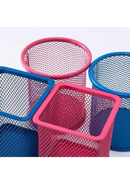 Gümüş Kare Stili Masaüstü Ofis Örgü Metal Kalemlik Kalem Kalem Fırça Pot Tutucu Saklama Kabı Ofis Masası Düzenleyici Ofis Düzenleyici Yeni (Yurt Dışından) indirimleri