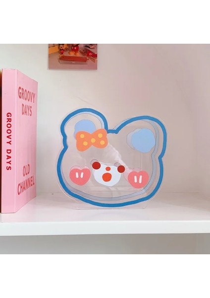 Küçük Ayı Bir Stil Kawaii Çiçek Kalemlik Akrilik Masa Düzenleyici Ofis Organizatör Öğrenci Masaüstü Saklama Kutusu Varil Vazo Kırtasiye Kalem Kutusu (Yurt Dışından)