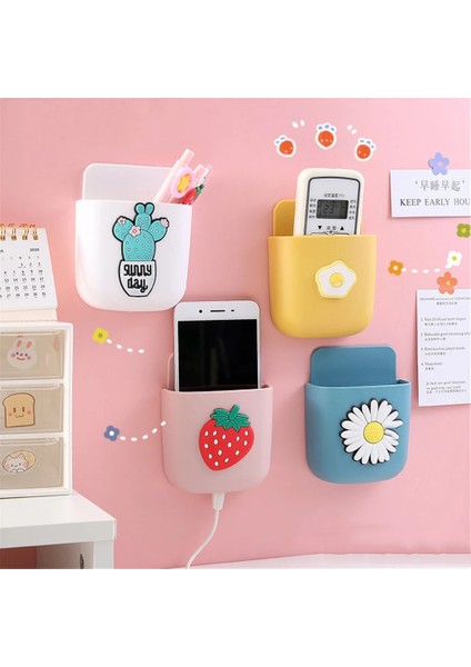 E Stili Karikatür Duvar Saklama Kutusu Yumruksuz Telefon Şarj Kutusu Kalemlik Masaüstü Düzenleyici Kawaii Kırtasiye Tutacağı Ofis Tedarikçiler (Yurt Dışından) fiyatları