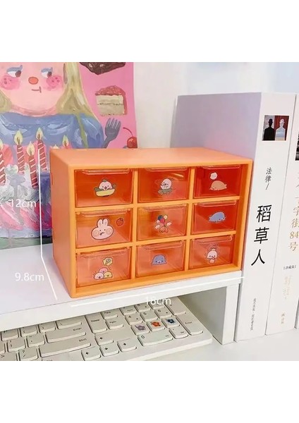 9 Izgaralı Turuncu Stil Kawaii Whitepink 9 Izgara Abs Çekmece Masaüstü Organizatör Masası Saklama Kutusu Ücretsiz Etiket Okul Kırtasiye Aksesuarları Saklama Kutuları (Yurt Dışından)