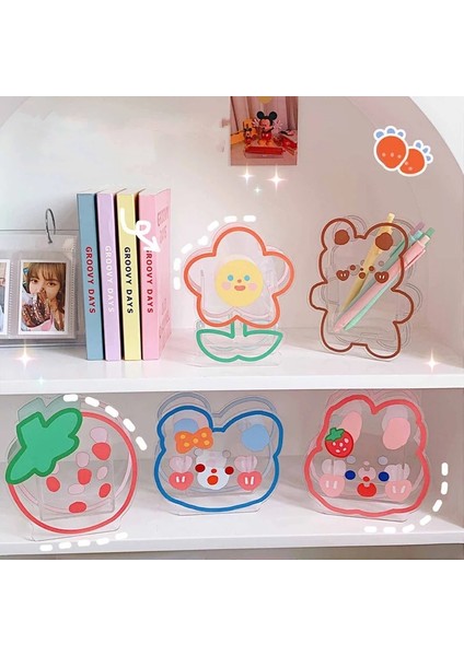 OSS20921BT3 Stili Kawaii Şeffaf Akrilik Kalemlik Masaüstü Organizatör Ins Yeni Moda Sevimli Ayı Tavşan Ofis Kırtasiye Kozmetik Saklama Kutusu (Yurt Dışından) fırsatları