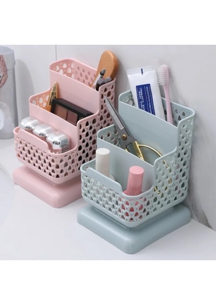 Pembe Stil Okul Kırtasiye Makyaj Organizatör Kozmetik Kırtasiye Plastik Organizatör Için Masaüstü Saklama Kutusu Konteyner Okul Ofis Tedarik (Yurt Dışından) fırsatları