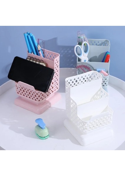 Pembe Stil Okul Kırtasiye Makyaj Organizatör Kozmetik Kırtasiye Plastik Organizatör Için Masaüstü Saklama Kutusu Konteyner Okul Ofis Tedarik (Yurt Dışından) indirimleri