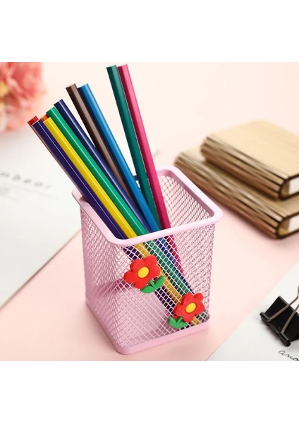 Koyu Gri Tarzı Plasticmetal Kalemlik Ofis Organizatör Kozmetik Kare Kalem Kalem Standı Sahipleri Kırtasiye Konteyner Ofis Okul Malzemeleri (Yurt Dışından) indirimleri