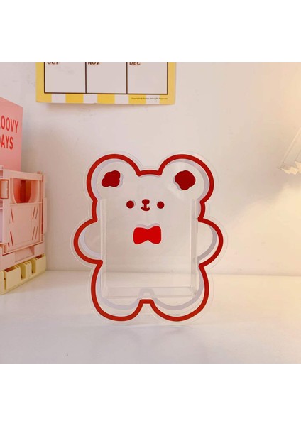 Papyon Ayı Stili Kawaii Masa Düzenleyici Akrilik Kalemlik Masaüstü Düzenleyici Sevimli Ayı Ofis Kırtasiye Kozmetik Saklama Kutusu Ofis Depolama (Yurt Dışından)