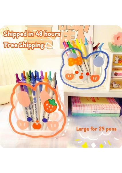 Papyon Ayı Stili Kawaii Masa Düzenleyici Akrilik Kalemlik Masaüstü Düzenleyici Sevimli Ayı Ofis Kırtasiye Kozmetik Saklama Kutusu Ofis Depolama (Yurt Dışından) modelleri