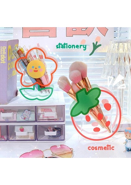 Papyon Ayı Stili Kawaii Masa Düzenleyici Akrilik Kalemlik Masaüstü Düzenleyici Sevimli Ayı Ofis Kırtasiye Kozmetik Saklama Kutusu Ofis Depolama (Yurt Dışından) fırsatları