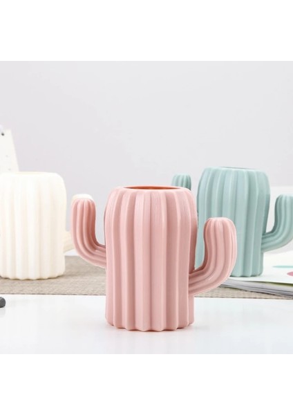 Pembe Tarzı Kaktüs Kalemlik Kırtasiye Masaüstü Organizatör Masa Kalemlik Saklama Kutusu Kalem Konteyner Fırça Pot Vazo Ofis Malzemeleri (Yurt Dışından) indirimleri