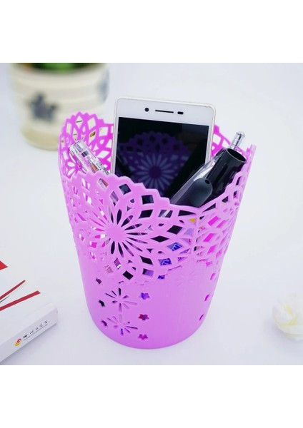 Mor Tarzı Metal Içi Boş Çiçek Kalem Kalem Pot Konteyner Organizatör Makyaj Fırçası Tutacağı Sevimli Kullanışlı ve Dayanıklı (Yurt Dışından) indirimleri