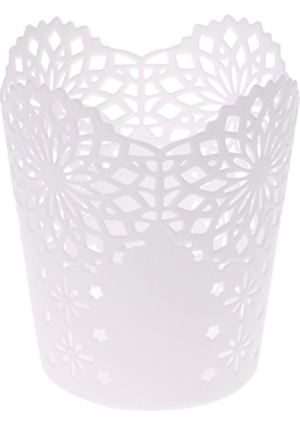 Beyaz Stil Hollow Çiçek Fırça Depolama Kalem Kalem Pot Tutucu Konteyner Masa Düzenleyici Ofis Masası Dekorasyon Hediye Purplewhite (Yurt Dışından)