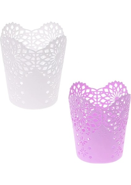 Beyaz Stil Hollow Çiçek Fırça Depolama Kalem Kalem Pot Tutucu Konteyner Masa Düzenleyici Ofis Masası Dekorasyon Hediye Purplewhite (Yurt Dışından) fırsatları