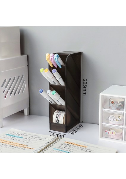 Mat Siyah Stil Iskandinav Kalemlik Ins Şeffaf Buzlu Kalem Kutusu Okul Masaüstü Saklama Kutusu Çok Fonksiyonlu Masa Kırtasiye Organizerorganizer (Yurt Dışından)