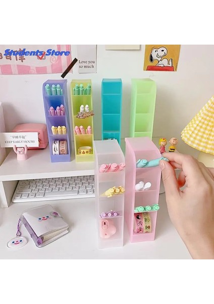 A6 Stili Yeni Kawaii Acıbadem Kurabiyesi Renk 4 Gird Masaüstü Organizatör Kalemlik Büyük Boy Masa Makyajları Kalem Saklama Kutusu Okul Kırtasiye (Yurt Dışından) fırsatları