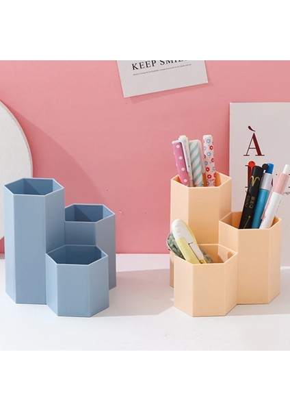 Mavi Stil 3 Kafesler Büyük Kapasiteli Masa Kalemlik Kalem Makyaj Saklama Kutusu Masaüstü Organizatör Standı Fırça Tutucu Okul Ofis Kırtasiye (Yurt Dışından) modelleri