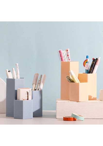 Mavi Stil 3 Kafesler Büyük Kapasiteli Masa Kalemlik Kalem Makyaj Saklama Kutusu Masaüstü Organizatör Standı Fırça Tutucu Okul Ofis Kırtasiye (Yurt Dışından) fırsatları