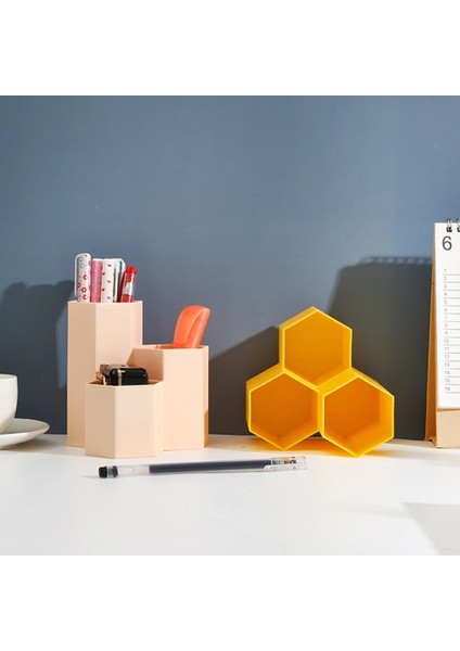 Mavi Stil 3 Kafesler Büyük Kapasiteli Masa Kalemlik Kalem Makyaj Saklama Kutusu Masaüstü Organizatör Standı Fırça Tutucu Okul Ofis Kırtasiye (Yurt Dışından) indirimleri