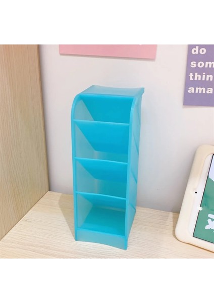 Büyük Mavi Stil Sharkbang Macaroon Renk 4 Gird Büyük Masa Düzenleyici Kalemlik Smallbig Size Makyaj Kutusu Kalem Saklama Kutusu Okul Kırtasiye (Yurt Dışından)