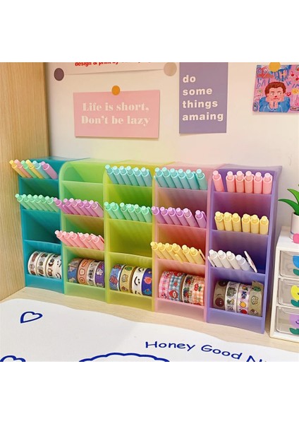 Büyük Mavi Stil Sharkbang Macaroon Renk 4 Gird Büyük Masa Düzenleyici Kalemlik Smallbig Size Makyaj Kutusu Kalem Saklama Kutusu Okul Kırtasiye (Yurt Dışından) fiyatları