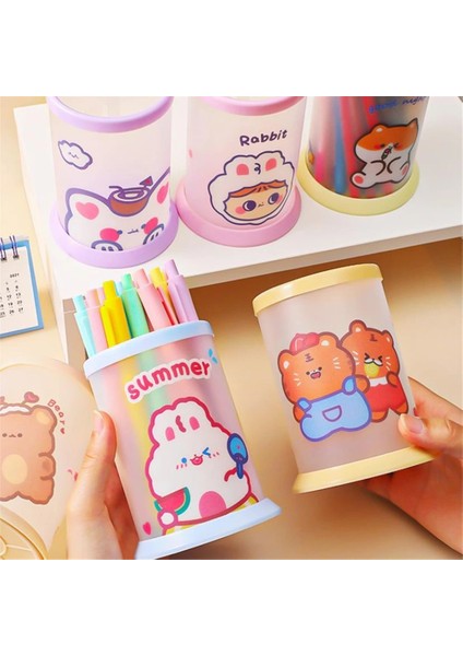 D Stili 1 Adet Kawaii Karikatür Yuvarlak Katlanır Kalemlik Dıy Masaüstü Depolama Kırtasiye Masası Kalem Standı Organizatör Tutucu Okul Malzemeleri (Yurt Dışından) fırsatları