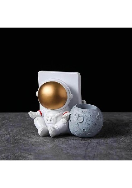 J Tarzı Astronot Kalemlik Masaüstü Organizatör Aksesuarları Kırtasiye Makyaj Fırçası Reçine Tutucu Masa Dekor Ev Ofis Için (Yurt Dışından)