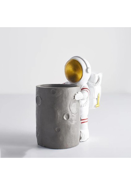 J Tarzı Astronot Kalemlik Masaüstü Organizatör Aksesuarları Kırtasiye Makyaj Fırçası Reçine Tutucu Masa Dekor Ev Ofis Için (Yurt Dışından)