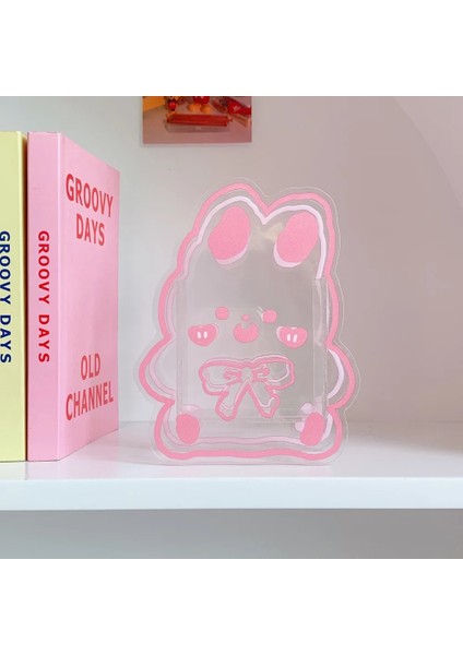 Pembe Tavşan Stili Kawaii Masa Düzenleyici Akrilik Kalemlik Masaüstü Düzenleyici Sevimli Ayı Ofis Kırtasiye Kozmetik Saklama Kutusu Ofis Depolama (Yurt Dışından)
