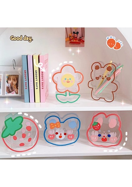 Pembe Tavşan Stili Kawaii Masa Düzenleyici Akrilik Kalemlik Masaüstü Düzenleyici Sevimli Ayı Ofis Kırtasiye Kozmetik Saklama Kutusu Ofis Depolama (Yurt Dışından) fiyatları