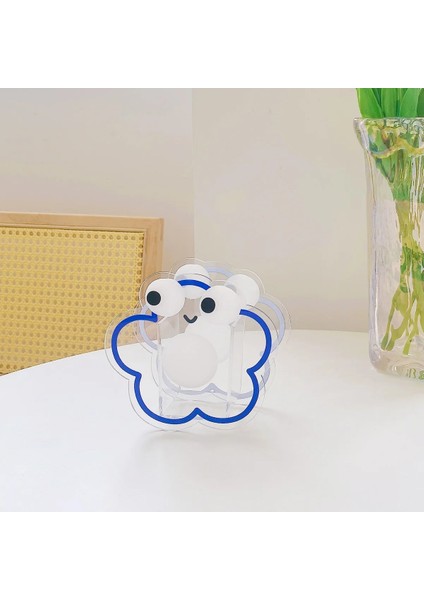 Küçük Mavi Göz Stili Kawaii Masa Düzenleyici Akrilik Kalemlik Masaüstü Düzenleyici Sevimli Ayı Ofis Kırtasiye Kozmetik Saklama Kutusu Ofis Depolama (Yurt Dışından)