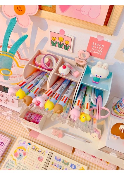 Şeffaf Çekmece Stili Mınkys Kawaii Çekmece Kalemlik Masaüstü Organizatör Büyük Kapasiteli Kalem Kutusu Dıy Sticker Yaratıcı Okul Kırtasiye ile (Yurt Dışından) modelleri