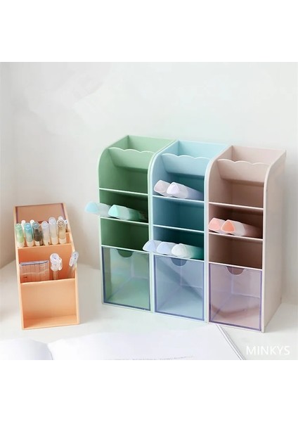 Şeffaf Çekmece Stili Mınkys Kawaii Çekmece Kalemlik Masaüstü Organizatör Büyük Kapasiteli Kalem Kutusu Dıy Sticker Yaratıcı Okul Kırtasiye ile (Yurt Dışından) indirimleri