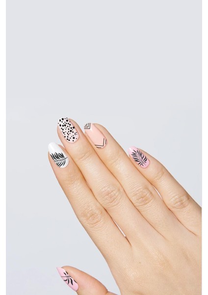 Leoparlı Yapraklı Tırnak Dövmesi - Tırnak Tattoo - Nail Art - Tırnak Sticker