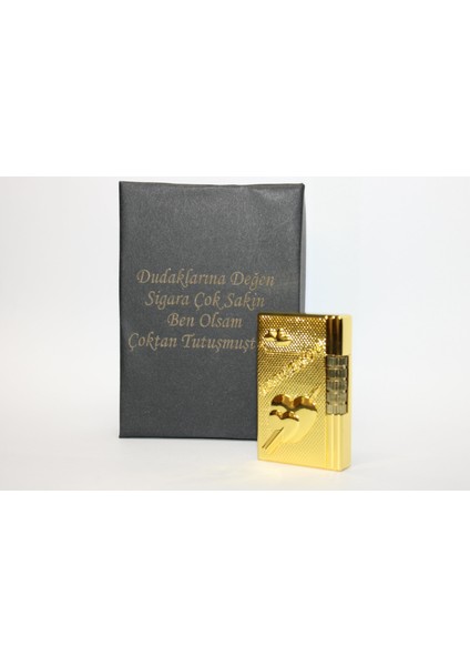 Kişiye Özel Dupont Tarz Çelik Gövde Çakmak (Gold)