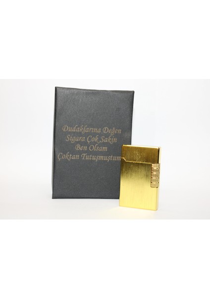 Kişiye Özel Dupont Tarz Çelik Gövde Çakmak (Gold)