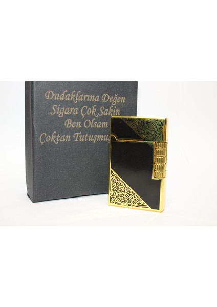 Kişiye Özel Dupont Tarz Çelik Gövde Çakmak (Gold-Siyah)